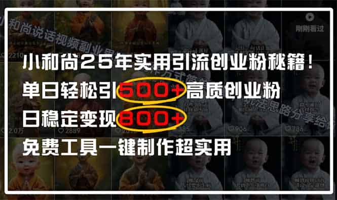 (14436期)小和尚2025年实用引流秘籍!单日轻松引500+高质量创业粉,日变现800+,…-有道网创