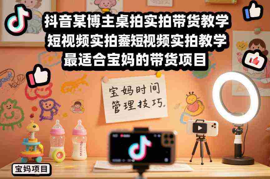 抖音某博主桌拍实拍带货教学，短视频实拍教学，最适合宝妈的带货项目-有道网创