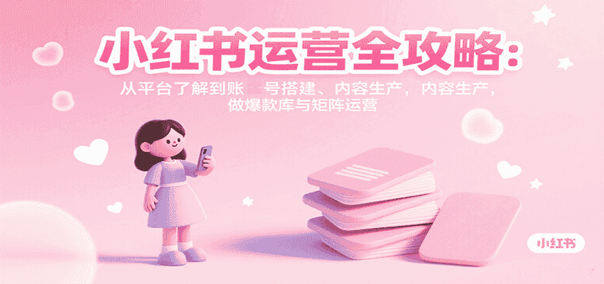 小红书运营全攻略：从平台了解到账号搭建、内容生产，做爆款库与矩阵运营-有道网创