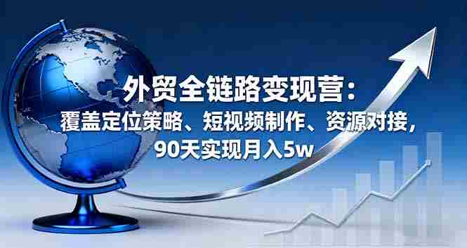 （16173期）外贸全链路变现营：覆盖定位策略、短视频制作、资源对接，90天实现月入5w-有道网创