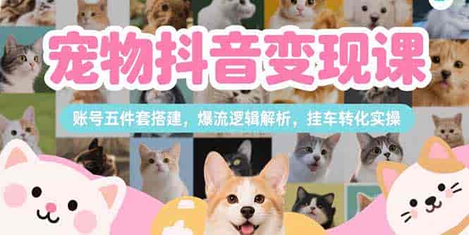 （15379期）宠物抖音变现课，账号五件套搭建，爆流逻辑解析，挂车转化实操-有道网创
