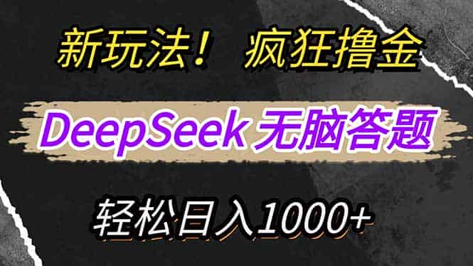 （14428期）新玩法！利用DeepSeek，复制粘贴，无脑简单答题，疯狂撸新平台收益，轻…-有道网创