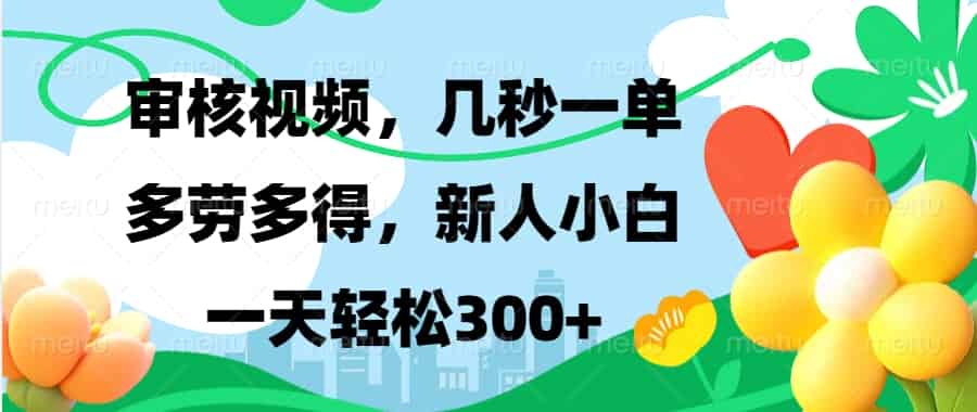 （13719期）视频审核，新手可做，多劳多得，新人小白一天轻松300+-有道网创