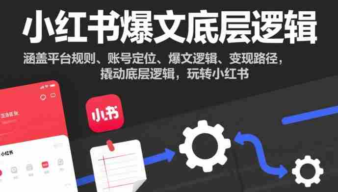 小红书爆文底层逻辑,涵盖平台规则、账号定位、爆文逻辑、变现路径,撬动底层逻辑,玩转小红书