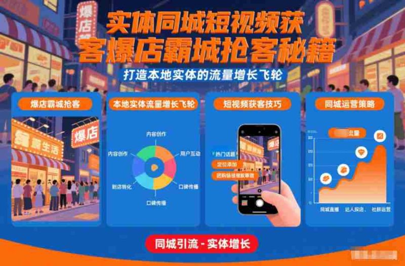 实体同城短视频获客爆店霸城抢客秘籍，打造本地实体的流量增长飞轮-有道网创