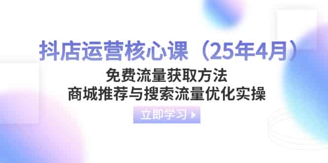 （14267期）抖店运营核心课（25年4月）免费流量获取方法，商城推荐与搜索流量优化实操-有道网创
