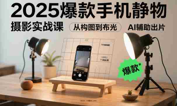 2025爆款手机静物摄影实战课，从构图到布光，不用贵设备，AI辅助出片-有道网创