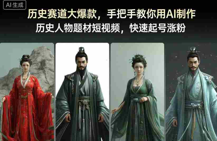 历史赛道大爆款，手把手教你用AI制作历史人物题材短视频，快速起号涨粉-有道网创