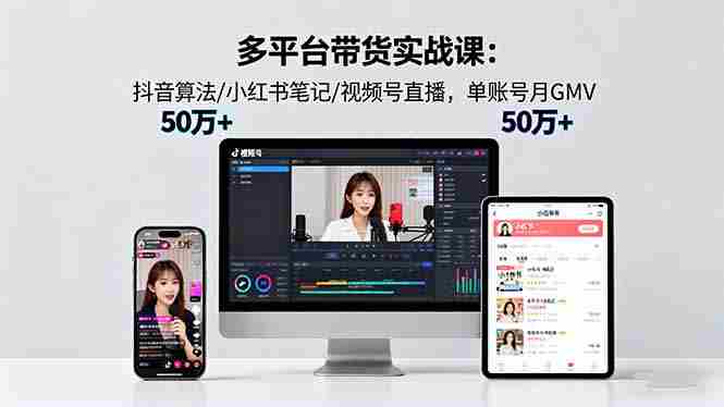 （16254期）多平台带货实战课18.0：抖音算法/小红书笔记/视频号直播，单账号月GMV50w+-有道网创