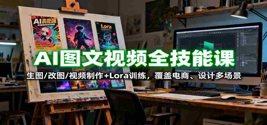 AI图文视频全技能课：生图/改图/视频制作+Lora训练，覆盖电商 、设计多场景-有道网创