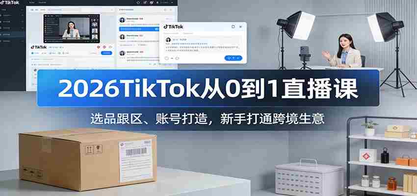 2026TikTok从0到1直播课：选品跟区、账号打造，新手打通跨境生意-有道网创