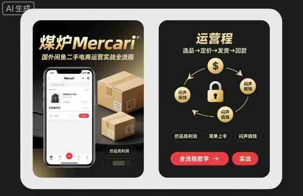 煤炉Mercari国外闲鱼二手电商运营实战全流程,仿品高利润,简单上手,闷声搞钱-有道网创
