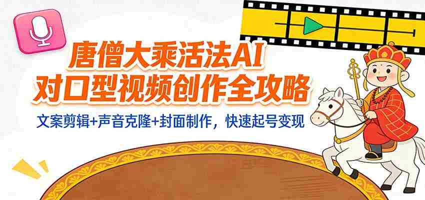 “大乘活法”AI对口型视频创作全攻略：文案剪辑+声音克隆+封面制作，快速起号变现-有道网创