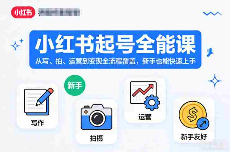 小红书起号全能课，从写、拍、运营到变现全流程覆盖，新手也能快速上手-有道网创