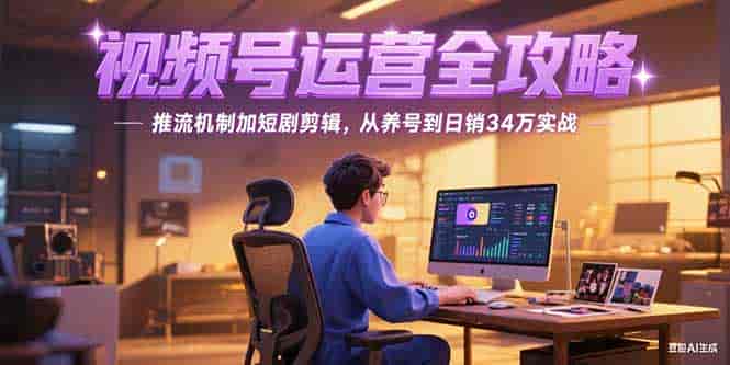 （15217期）2025视频号运营全攻略，推流机制加短剧剪辑，从养号到日销34万实战-有道网创