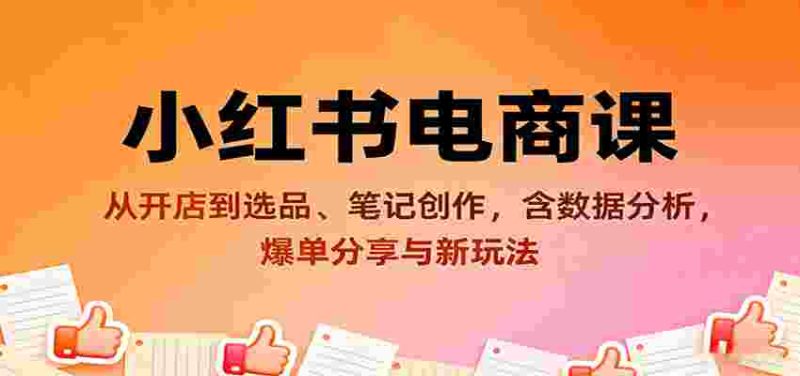 小红书电商课：从开店到选品、笔记创作，含数据分析，爆单分享与新玩法-有道网创