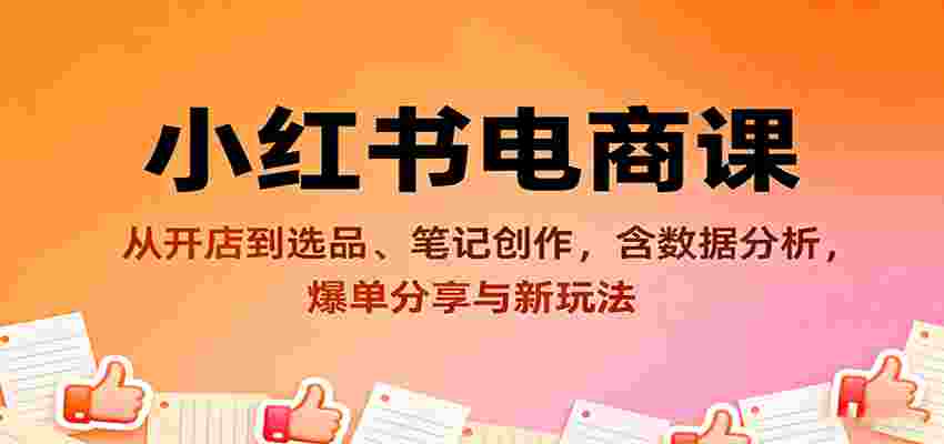 小红书电商课：从开店到选品、笔记创作，含数据分析，爆单分享与新玩法-有道网创