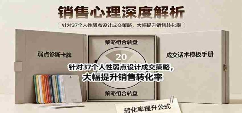 销售心理深度解析:针对37个人性弱点设计成交策略,大幅提升销售转化率!-有道网创
