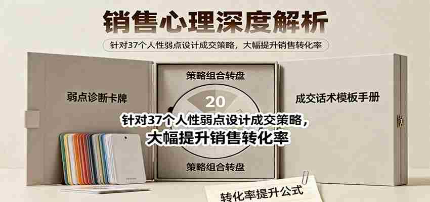 销售心理深度解析：针对37个人性弱点设计成交策略，大幅提升销售转化率！-有道网创