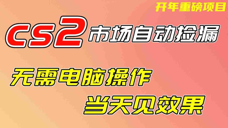 CS2市场挂机项，无需电脑操作，无需进入游戏，当天见效果，支持任何形式验证-有道网创
