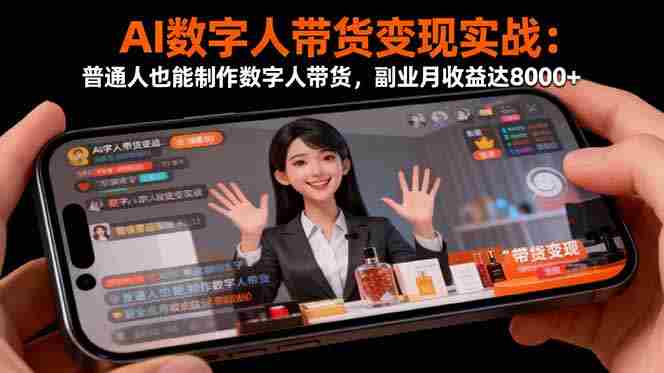 （16377期）AI数字人带货变现实战：普通人也能制作数字人带货，副业月收益达8000+-有道网创