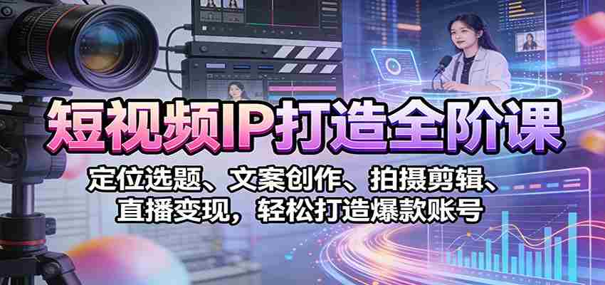短视频IP打造全阶课：定位选题、文案创作、拍摄剪辑、直播变现，轻松打造爆款账号-有道网创