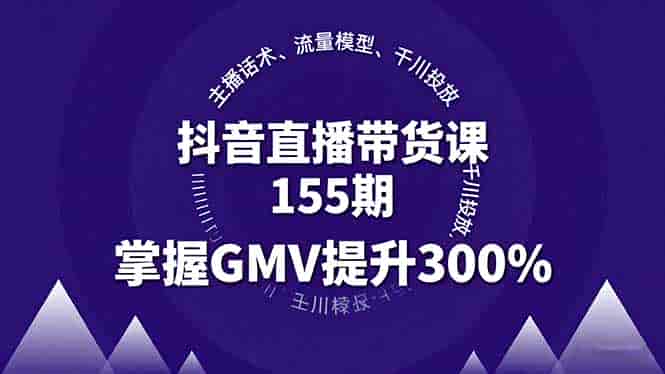 （16074期）抖音直播带货课155期，主播话术、流量模型、千川投放，掌握GMV提升300%-有道网创