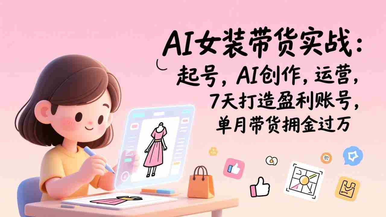 （17088期）AI女装带货实战：起号，AI创作，运营，7天打造盈利账号，单月带货佣金过万-有道网创