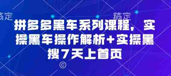 拼多多黑车系列课程,实操黑车操作解析+实操黑搜7天上首页【音频】-有道网创