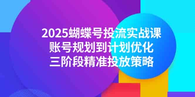 （14987期）2025蝴蝶号投流实战课，账号规划到计划优化，三阶段精准投放策略-有道网创