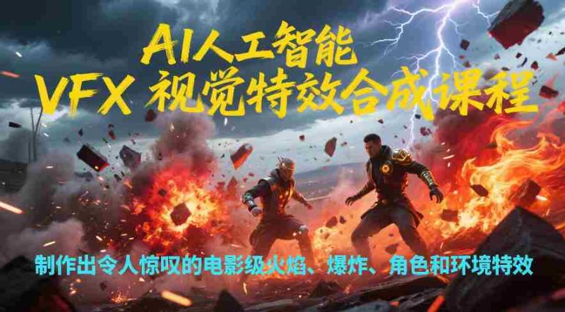 AI人工智能VFX视觉特效合成课程，制作出令人惊叹的电影级火焰、爆炸、角色和环境特效-有道网创
