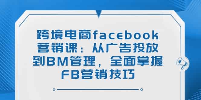 （14314期）跨境电商facebook营销课：从广告投放到BM管理，全面掌握FB营销技巧-有道网创