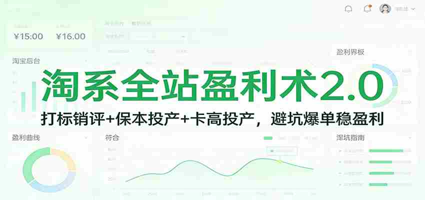 淘系全站盈利术2.0：打标销评+保本投产+卡高投产，避坑爆单稳盈利-有道网创
