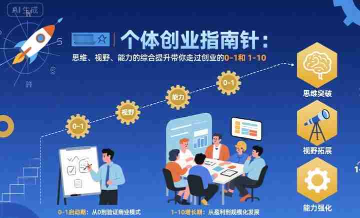 个体创业指南针,思维、视野、能力的综合提升带你走过创业的0-1和1-10【音频】-有道网创