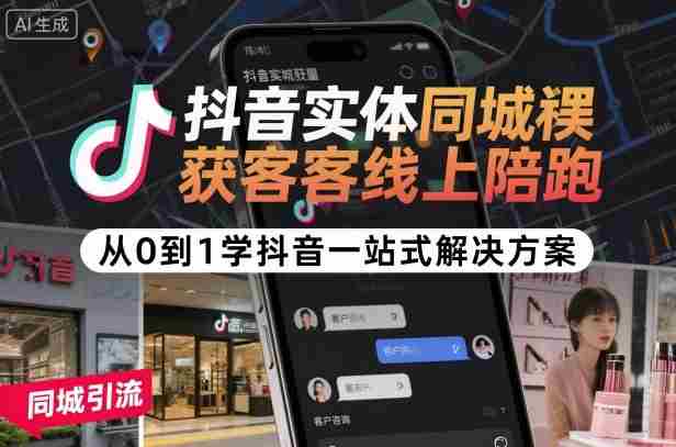 抖音实体同城获客线上陪跑,从0到1学抖音一站式解决方案-有道网创