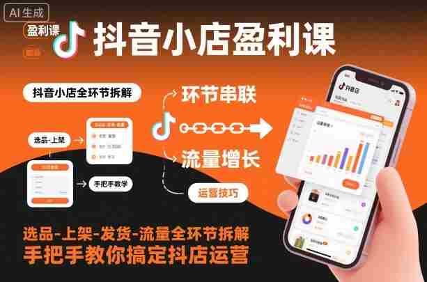 抖音小店盈利课-选品-上架-发货-流量全环节拆解，手把手教你搞定抖店运营-有道网创