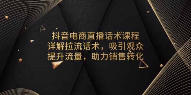 （13846期）抖音电商直播话术课程，详解拉流话术，吸引观众，提升流量，助力销售转化-有道网创