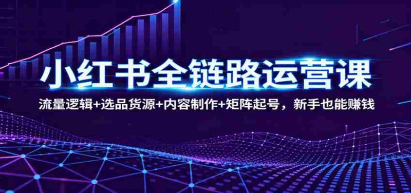 小红书全链路运营课:流量逻辑+选品货源+内容制作+矩阵起号,新手也能赚钱-有道网创