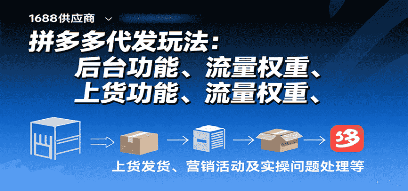 拼多多代发玩法：后台功能、流量权重、上货发货、营销活动及实操问题处理等-有道网创
