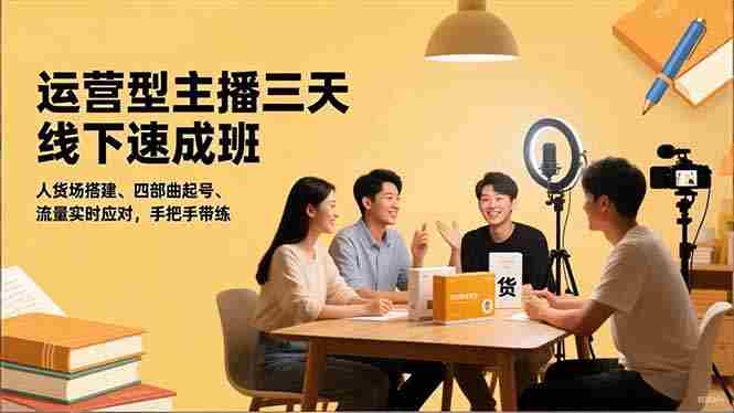 （16630期）运营型主播三天线下班，人货场搭建,四部曲起号,流量实时应对，手把手带练-有道网创