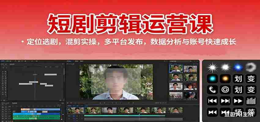 短剧剪辑运营课：定位选剧，混剪实操，多平台发布，数据分析与账号快速成长-有道网创