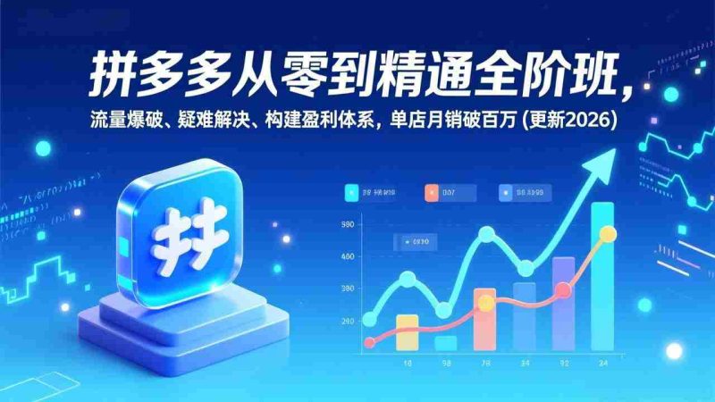 （17148期）拼多多从零到精通全阶班，流量爆破、疑难解决，构建盈利体系，单店月销破百万(更新2026)-有道网创