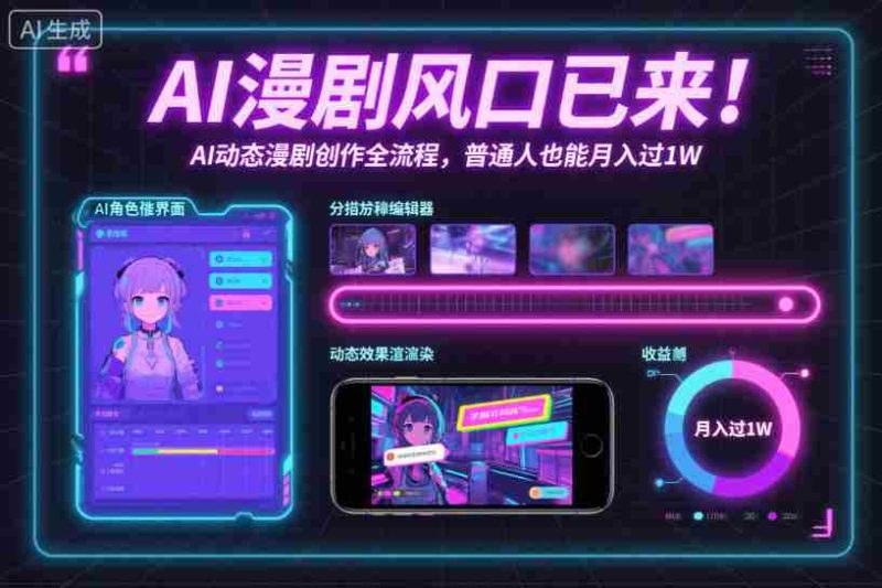 AI漫剧风口已来！AI动态漫剧创作全流程，普通人也能月入过1W-有道网创