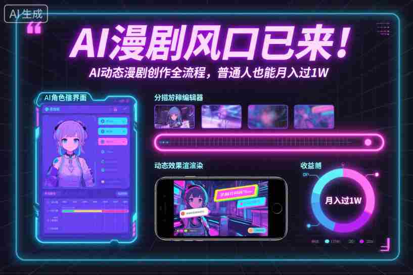 AI漫剧风口已来！AI动态漫剧创作全流程，普通人也能月入过1W-有道网创