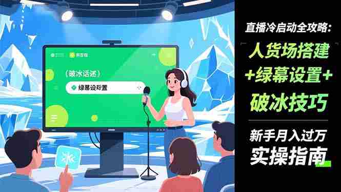 (16605期)直播冷启动全攻略:人货场搭建+绿幕设置+破冰技巧,新手月入过万实操指南-有道网创