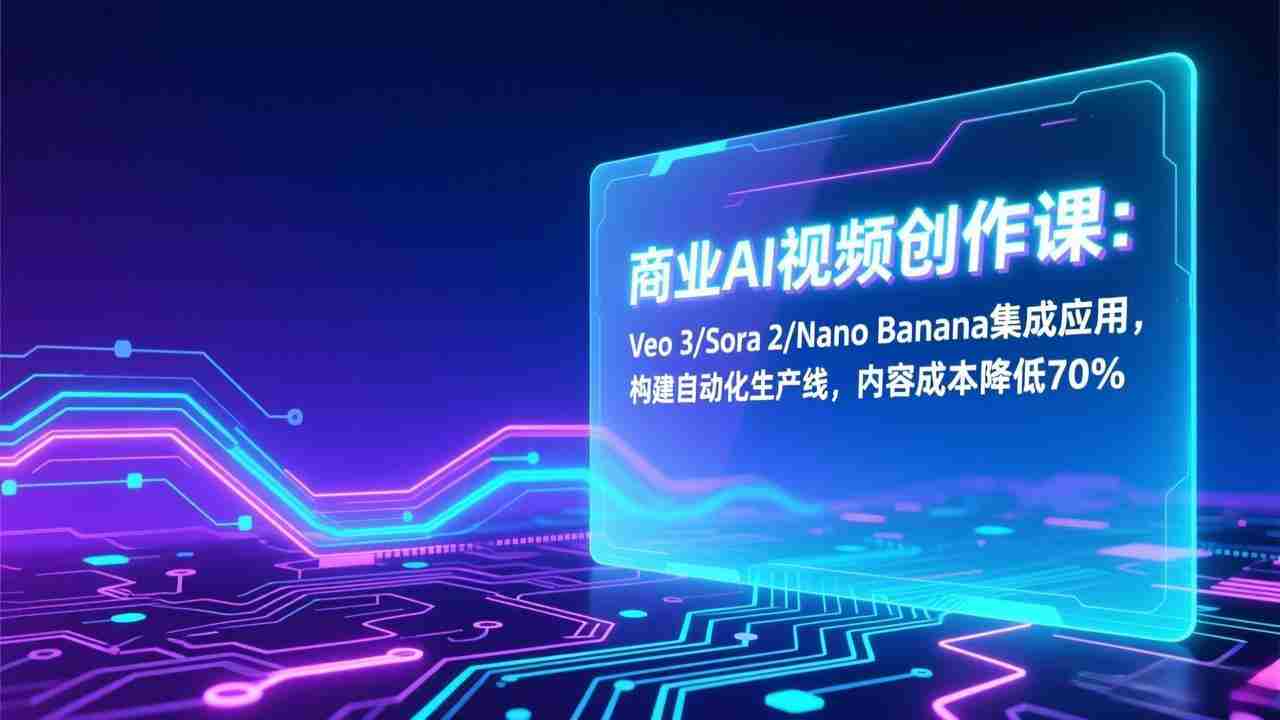（17070期）商业AI视频创作课：Veo 3/Sora 2/Nano Banana集成应用，构建自动化生产线，内容成本降低70%-有道网创