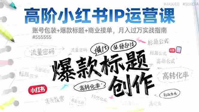 （16442期）高阶小红书IP运营课：账号包装+爆款标题+商业接单，月入过万实战指南-有道网创