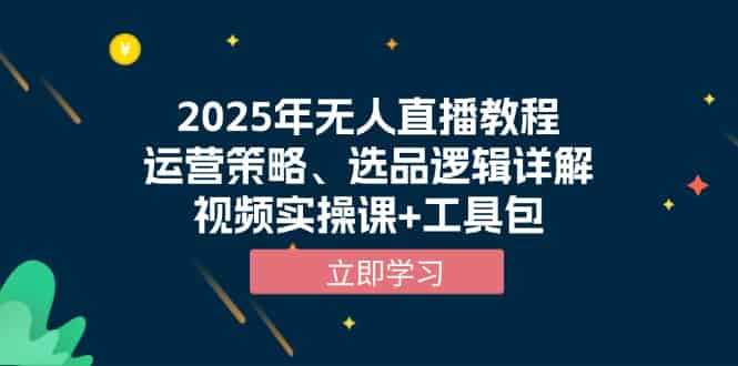 （13909期）2025年无人直播教程，运营策略、选品逻辑详解，视频实操课+工具包-有道网创