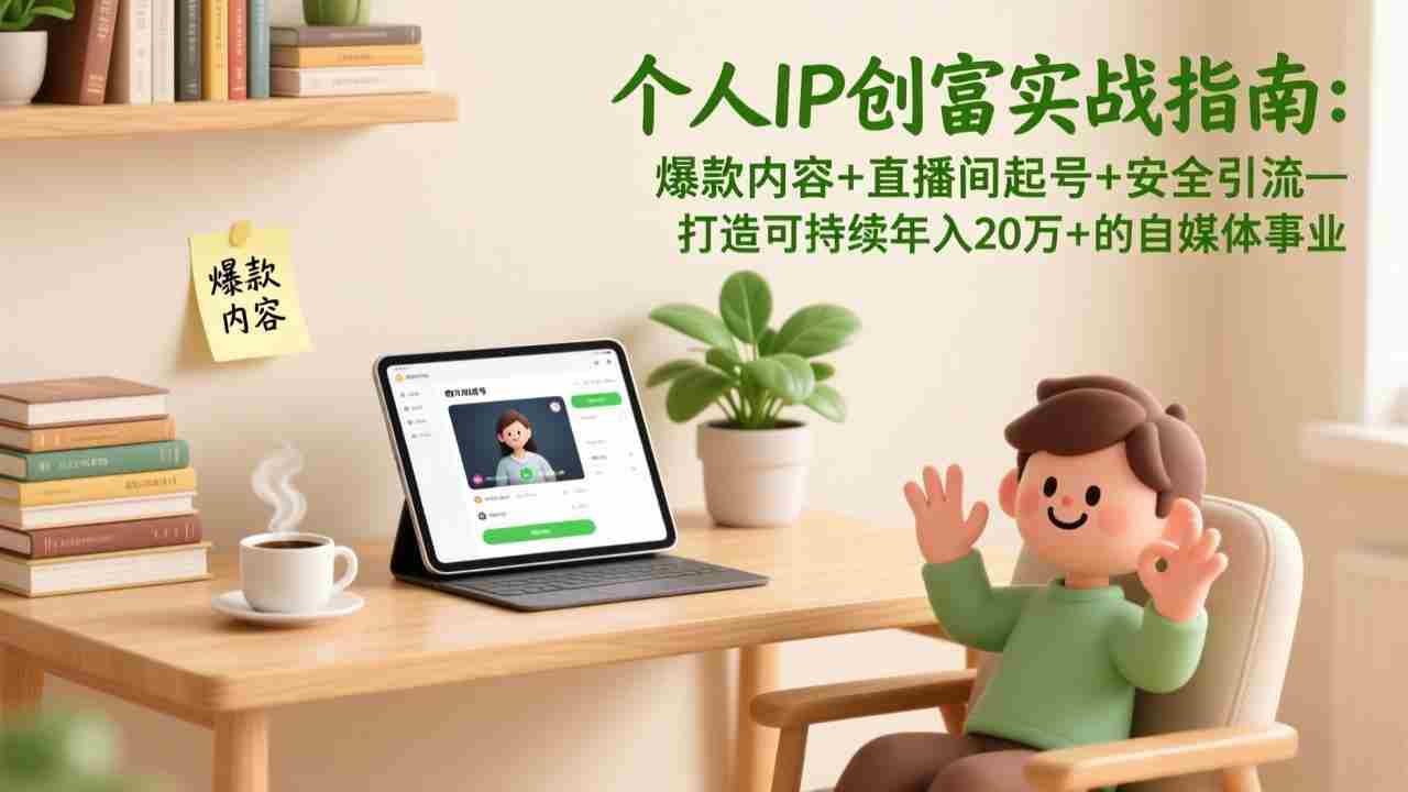（17217期）个人IP创富实战指南：爆款内容+直播间起号+安全引流，打造可持续年入20万+的自媒体事业-有道网创