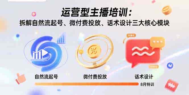 （15654期）运营型主播培训：拆解自然流起号、微付费投放、话术设计三大核心模块-8月-有道网创